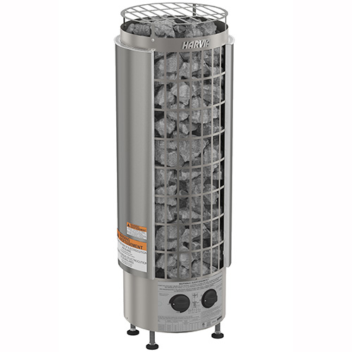 Harvia Cilindro PC90 HPCS9U1HBUL 9kW floor-standing pillar sauna heater built-in controls 141-494 cu ft two steam modes stainless steel