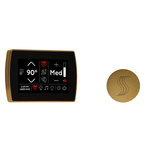 ThermaSol SignaTouch 5 Inch Steam Shower Control with SteamVection Round Steam Head Kit Antique Brass